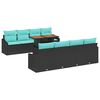 vidaXL Gartensofa-set 9 stk. 8-Sitzanzahl Schwarz und T&uuml;rkis