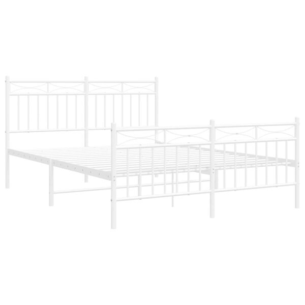vidaXL Bettgestell mit Kopf- und Fu&szlig;teil Metall Wei&szlig; 140x200 cm