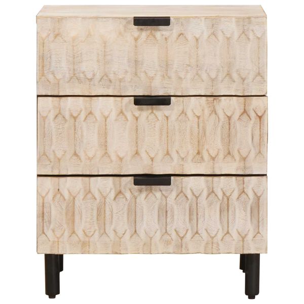 vidaXL Nachttisch mit Schubladen Wei&szlig; 50 x 33 x 62 cm Massivholz Mango