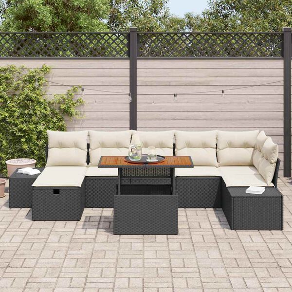 vidaXL Garten-Sofa-Set 8 pcs Schwarz Poly-Rattan