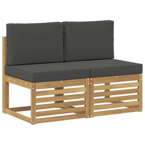 vidaXL 2 St&uuml;ck Outdoor Mittelsofa Massivholz Akazie Wei&szlig;