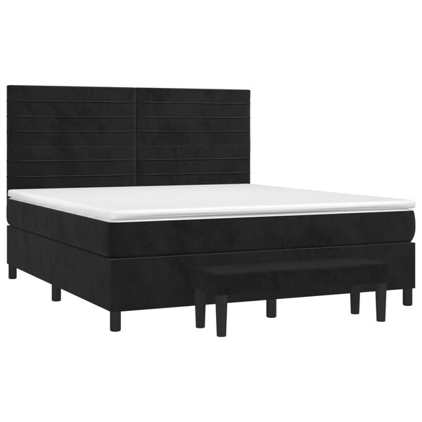vidaXL Boxspringbett mit Matratze Schwarz 160x200 cm Samt