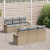 vidaXL Gartensofa-set mit Kissen 7 pcs Beige Poly-Rattan