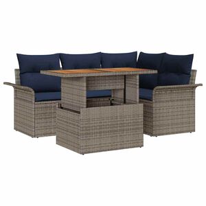 vidaXL Garten-Sofa-Set 5 Stk. Grau und Marineblau
