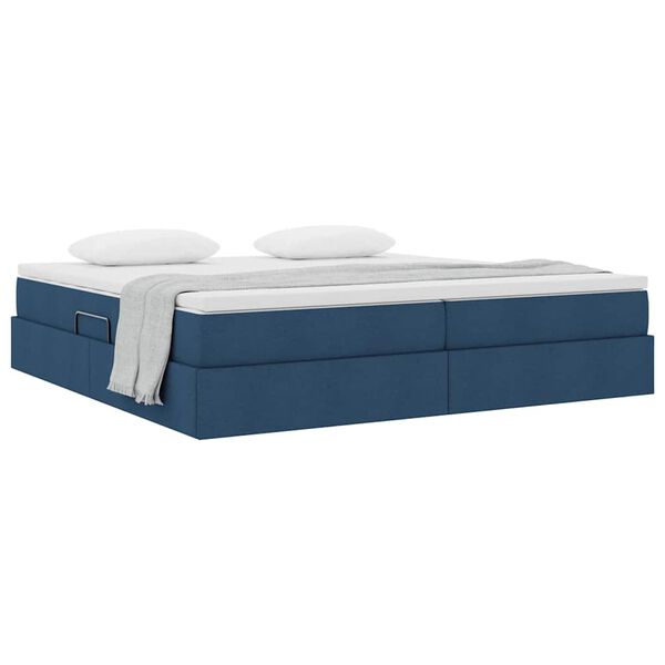 vidaXL Aufbewahrungsbett mit Matratze Blau 200 x 200 cm Polyester