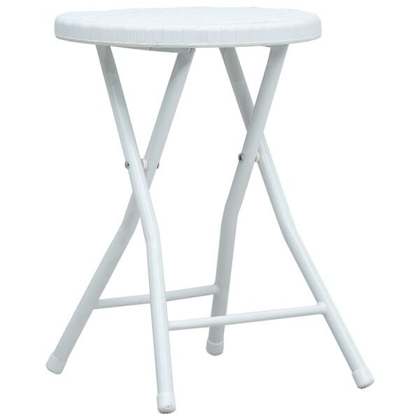 vidaXL Klappbare Garten-Hocker 4 Stk. Weiß HDPE Rattanoptik