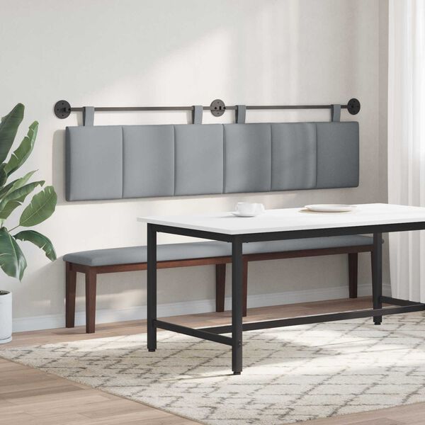 vidaXL H&auml;ngevorderseite Wandmontiert Hellgrau 210 x 55 x 5 cm Stoff