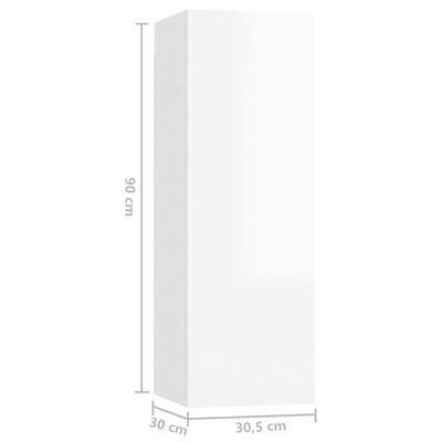 vidaXL 3-tlg. TV-Schrank-Set Hochglanz-Weiß Holzwerkstoff