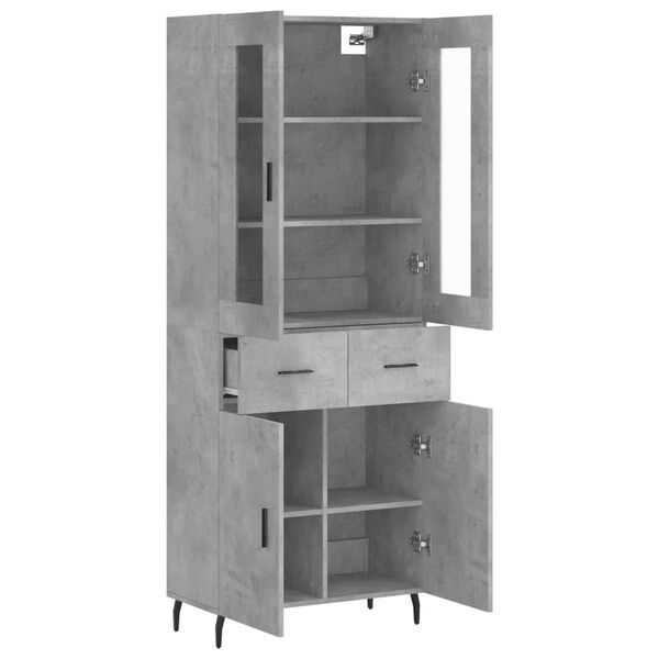 vidaXL Highboard Betongrau 69,5x34x180 cm Holzwerkstoff
