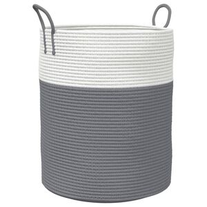 vidaXL Aufbewahrungskorb Grau und Wei&szlig; &Oslash;38x46 cm Baumwolle