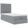 vidaXL Ottoman-Bett mit Matratze & LEDs Hellgrau 90x190 cm Stoff