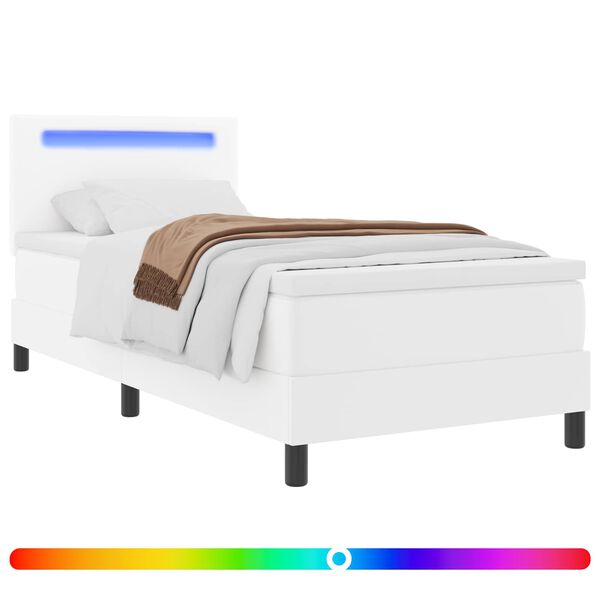 vidaXL Boxspringbett mit Matratze Wei&szlig; 100 x 200 cm Kunstleder