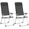 vidaXL Klappbare Campingst&uuml;hle 2 Stk. Aluminium Schwarz