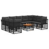vidaXL Outdoor-Sofagarnitur 10 pcs Schwarz und Dunkelgrau Polyester