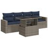 vidaXL 5-tlg. Garten-Sofagarnitur mit Kissen Grau Poly Rattan Akazie