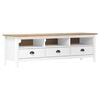 vidaXL TV-Schrank Hill Wei&szlig; 158x40x47 cm Massivholz Kiefer