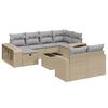 vidaXL 11-tlg. Garten-Sofagarnitur mit Kissen Beige Poly Rattan