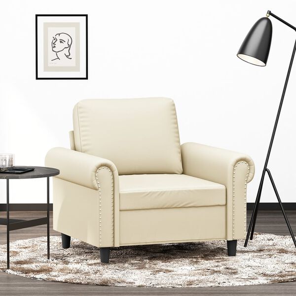 vidaXL Sessel Creme 60 cm Kunstleder
