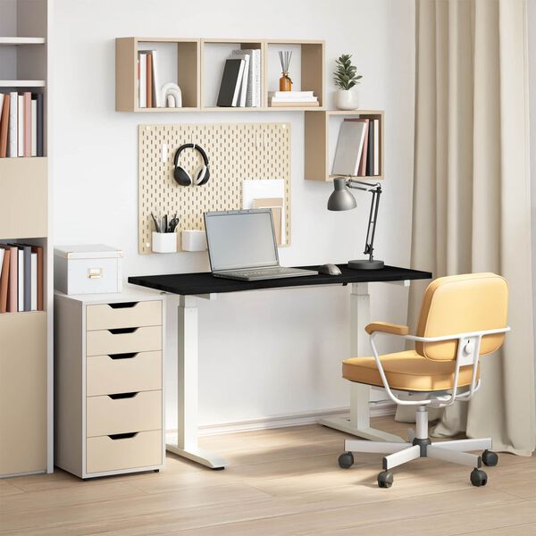 vidaXL Schreibtisch Wei&szlig; und Dunkelbraun 120 x 60 cm Massivholz Eiche