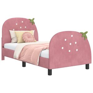 vidaXL Kinderbettgestell mit Kopfteil Rosa 80 x 160 cm Samt
