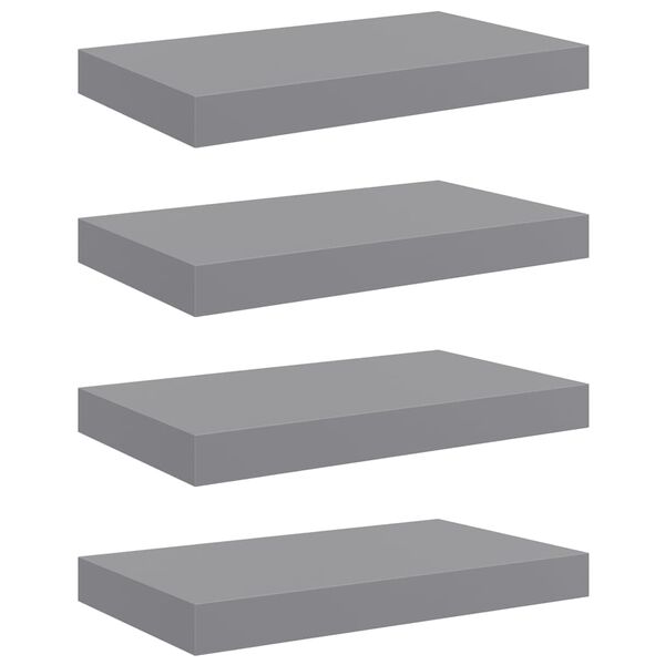 vidaXL Schwebende Wandregale 4 Stk. Grau 40x23x3,8cm MDF