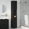 vidaXL Badezimmerschrank mit Speicher mit T&uuml;r Schwarz 30 x 35 x 192 cm