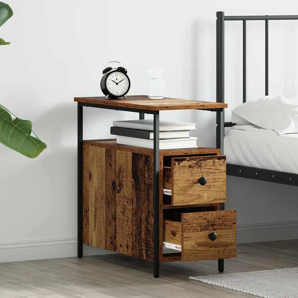 vidaXL Nachttisch mit Schubladen Altholz 30 x 60 x 60 cm Holzwerkstoff