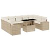 vidaXL 10-tlg. Garten-Sofagarnitur mit Kissen Beige Poly Rattan