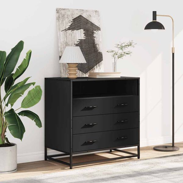 vidaXL Schubladenschrank Schwarz 70x41x70 cm Holzwerkstoff