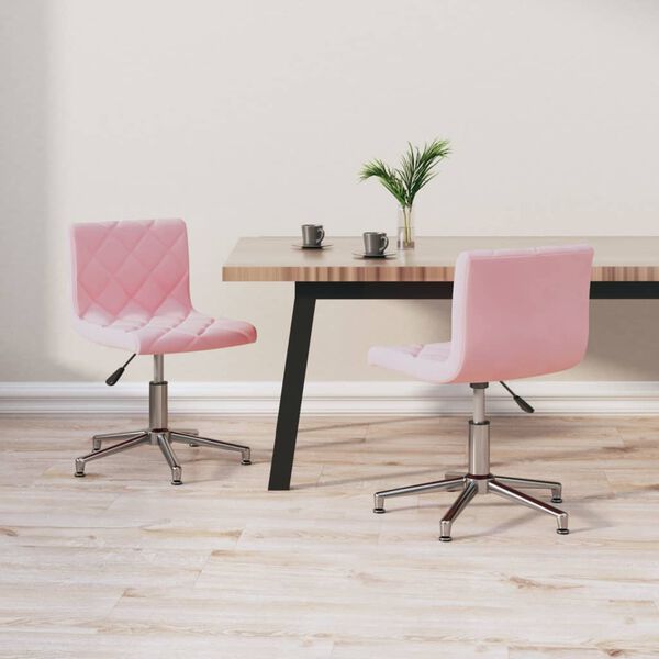 vidaXL Esszimmerst&uuml;hle 2 Stk. Drehbar Rosa Samt