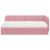 vidaXL Eckbettgestell mit Matratze mit Kopfteil Rosa 100 x 200 cm Samt
