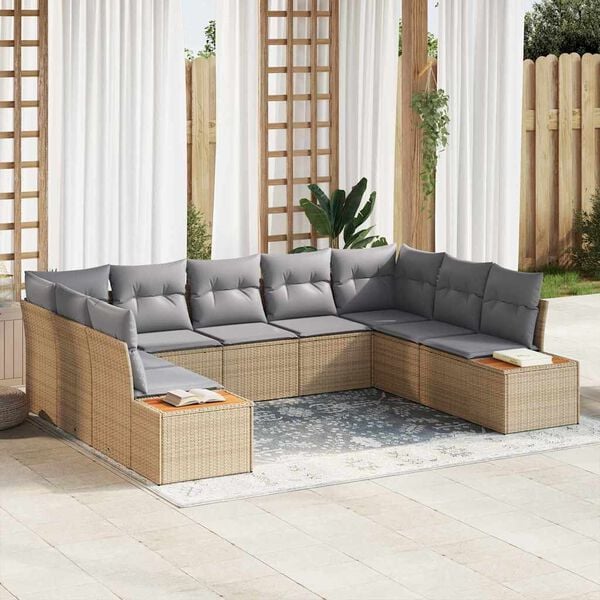 vidaXL Gartensofa-set mit Kissen 5 pcs Beige und Hellgrau Polyrattan