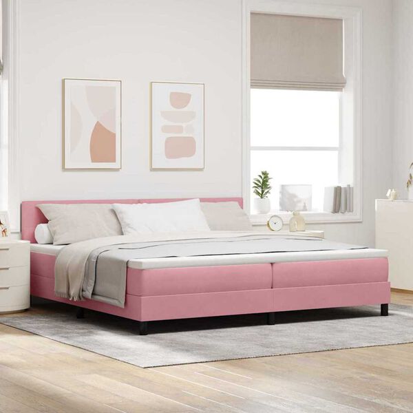 vidaXL Boxspringbett mit Matratze mit Matratze Rosa 200 x 200 cm Stoff