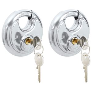 vidaXL Diskusschl&ouml;sser mit Schl&uuml;sseln 2 pcs Silber 9 x 2,8 x 9 cm