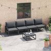 vidaXL Gartensofa-set mit Kissen 5 pcs Schwarz Stahl