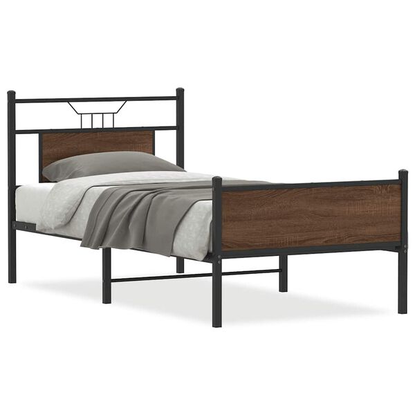 vidaXL Bettgestell ohne Matratze Braun Eiche 75x190 cm Holzwerkstoff