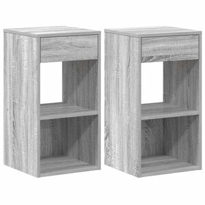 vidaXL Nachttische mit Schublade 2 Stk. Grau Sonoma 35x34x66,5 cm