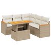 vidaXL 6-tlg. Garten-Sofagarnitur mit Kissen Beige Poly Rattan