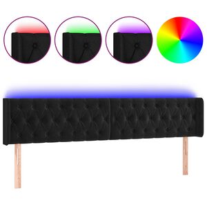 vidaXL LED Kopfteil Schwarz 183x16x78/88 cm Samt