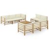 vidaXL 9-tlg. Garten-Lounge-Set mit Cremewei&szlig;en Kissen Bambus