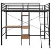 vidaXL Etagenbett mit Tischrahmen Grau Metall 90x200 cm