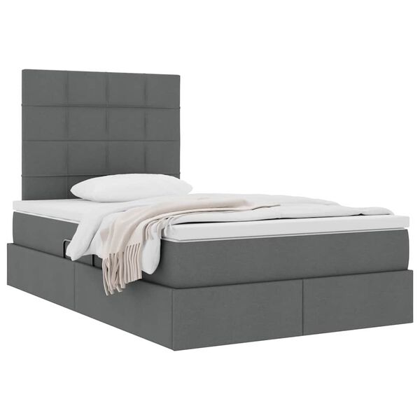 vidaXL Aufbewahrungsbett mit Matratze Dunkelgrau 120 x 190 cm Stoff