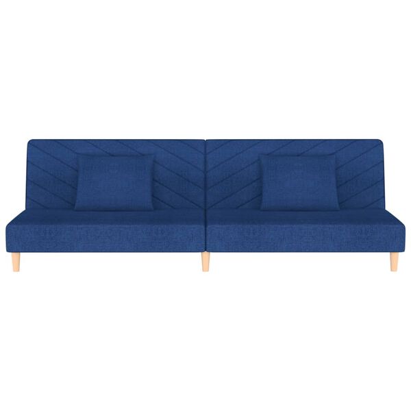 vidaXL Schlafsofa 2-Sitzer mit 2 Kissen Blau Stoff
