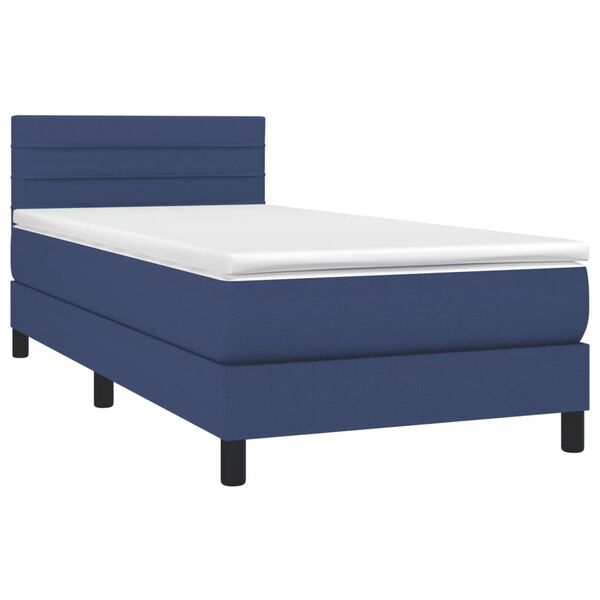 vidaXL Boxspringbett mit Matratze Blau 80x200 cm Stoff