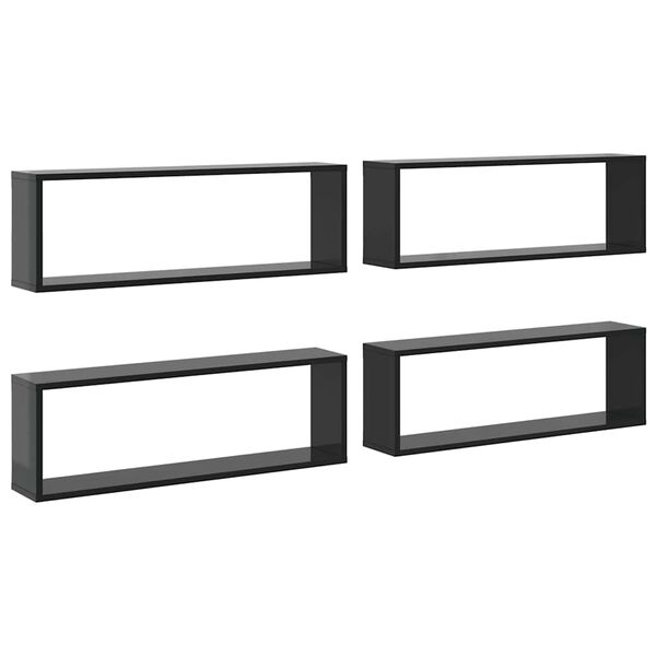 vidaXL W&uuml;rfelregale 4 Stk. Hochglanz-Grau 80x15x26,5 cm Holzwerkstoff