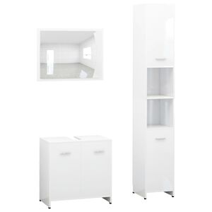 vidaXL 3-tlg. Badm&ouml;bel-Set Wei&szlig; Holzwerkstoff