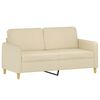 vidaXL 2-tlg. Sofagarnitur mit Kissen Creme Stoff