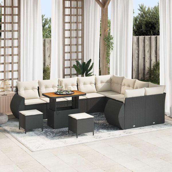 vidaXL Garten-Sofa-Set 12 pcs Schwarz Poly-Rattan