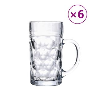 vidaXL Bierkrüge mit Henkel Glas 6 Stk. 1000 ml