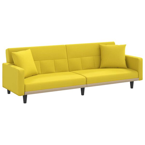 vidaXL Schlafsofa mit Kissen Hellgelb Stoff